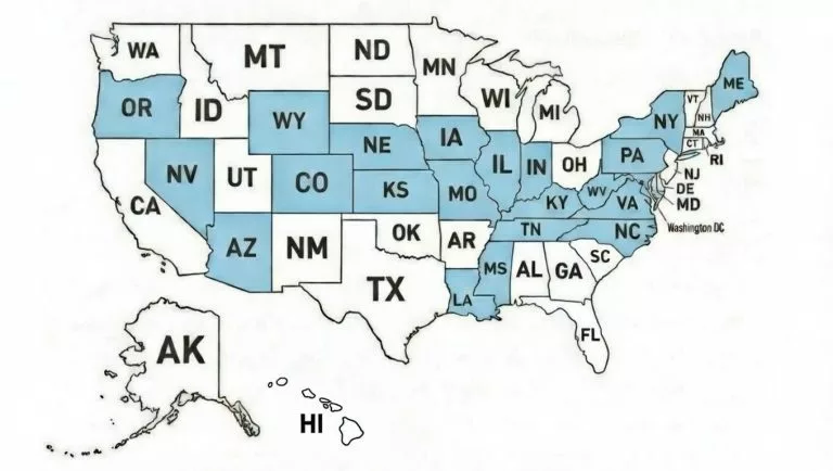 Caesars Sportsbook legal states map showing where Caesars is available across the US.